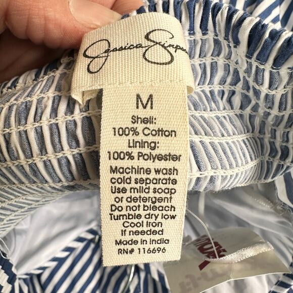 New Jessica Simpson Blue & White Stripe Nautical Cotton Midi Dress Sz M - Picture 6 of 6